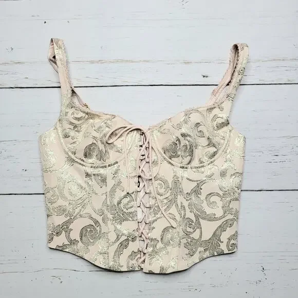 Rumored Cream Lace-Up Crop Top - Picture 3 of 10